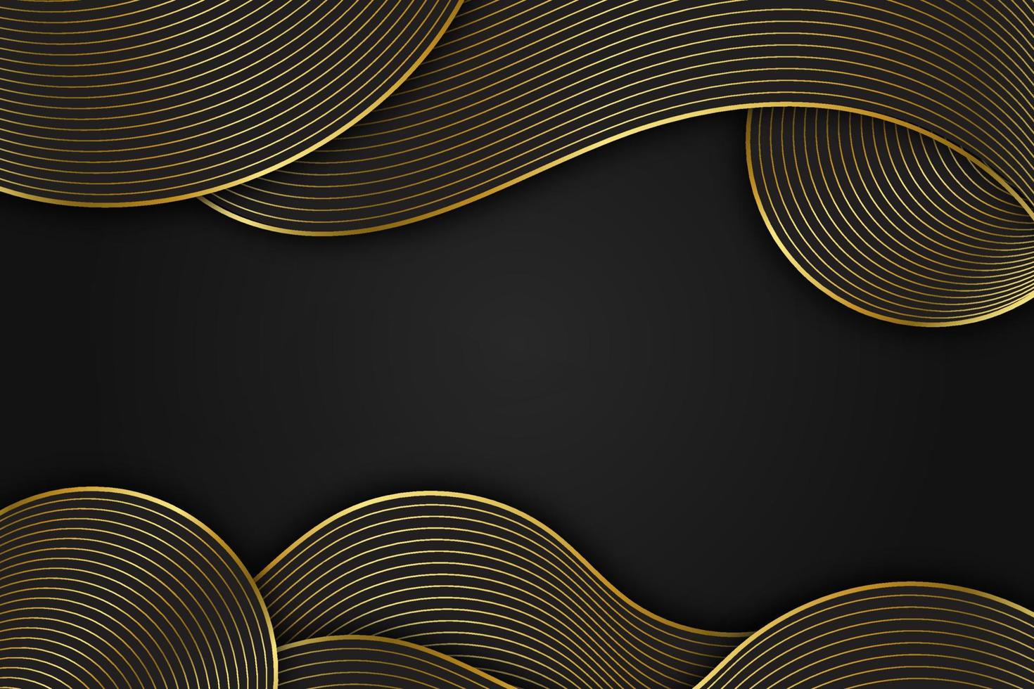 fondo azul oscuro moderno y fondo lineal dorado degradado con ondas abstractas. vector