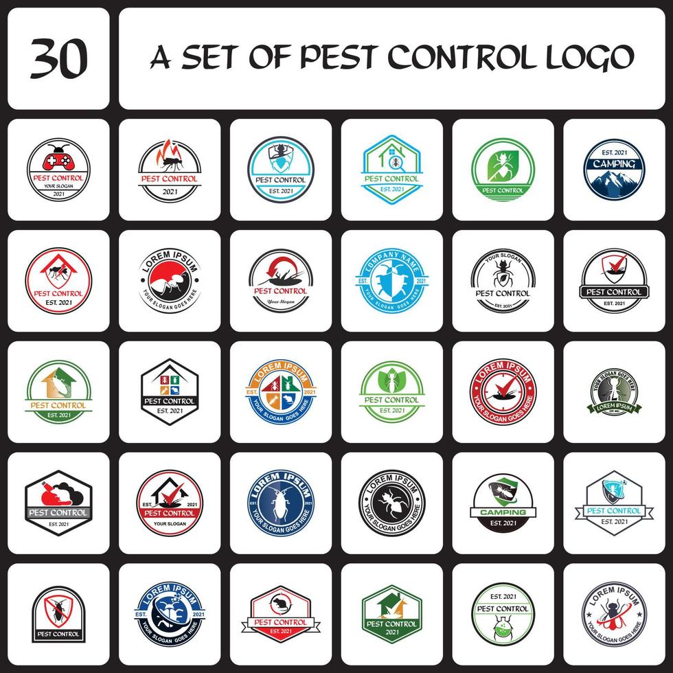 un conjunto de logotipos de control de plagas, un conjunto de logotipos de exterminadores vector