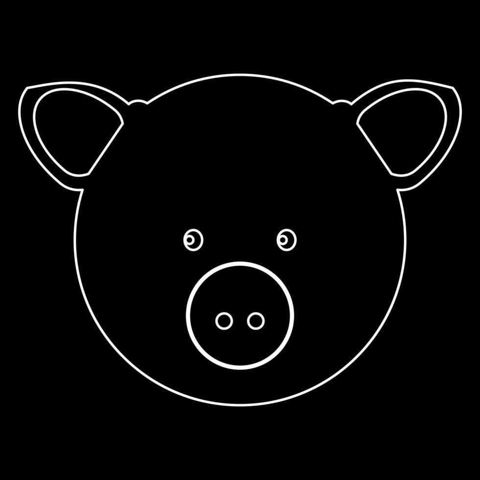 Pig head white outline icon vector