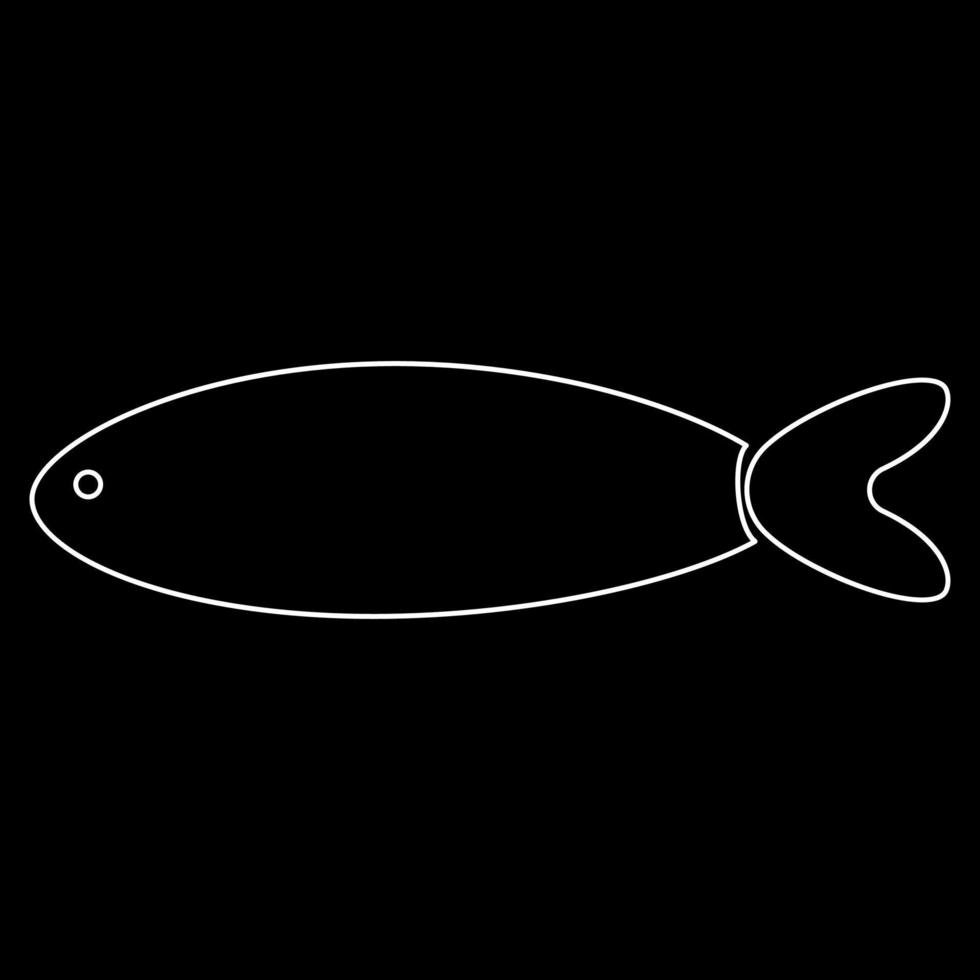 icono de contorno blanco de pescado vector