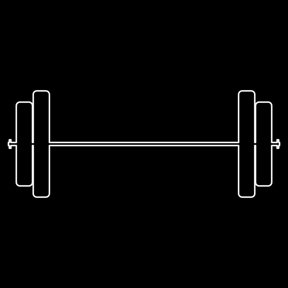 Barbell white outline icon vector