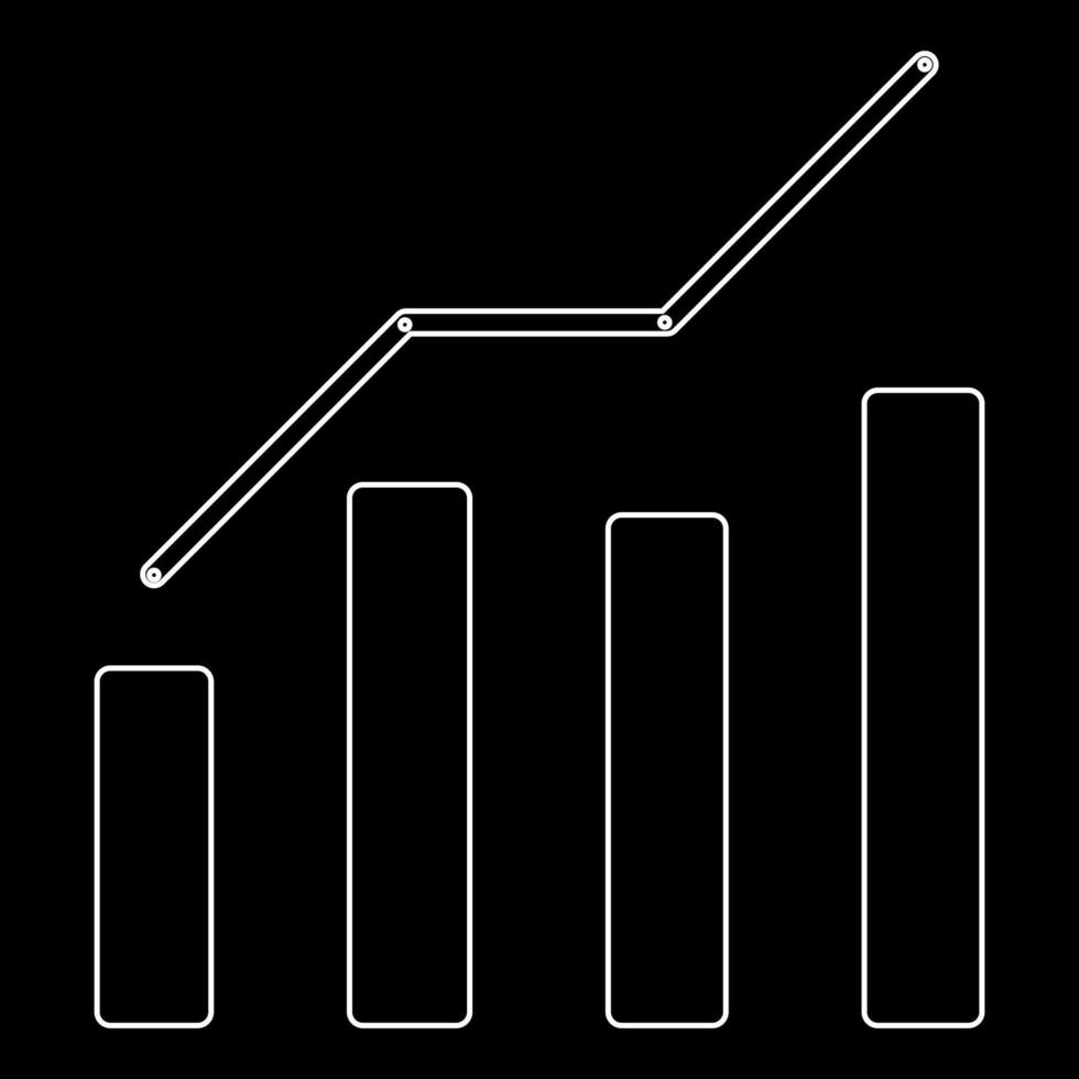 Growth chart white outline icon vector