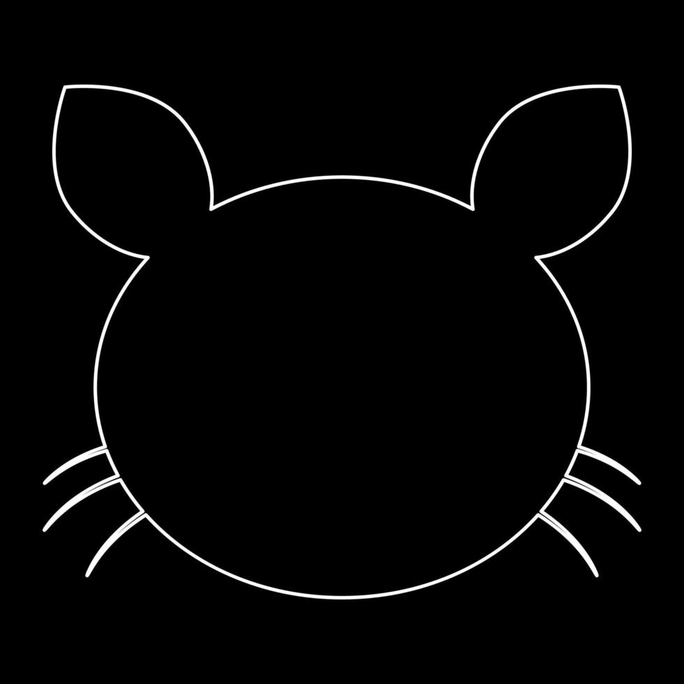 Cat head white outline icon vector