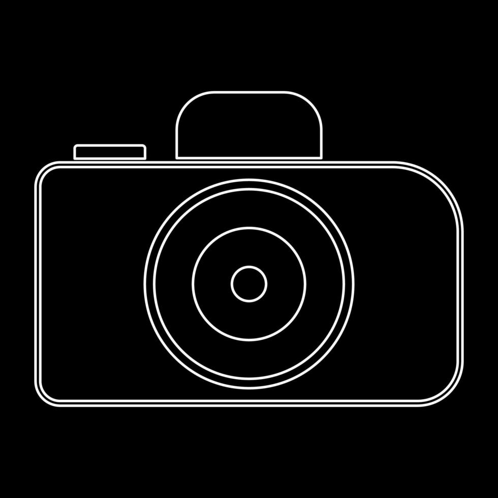 Camera white outline icon vector