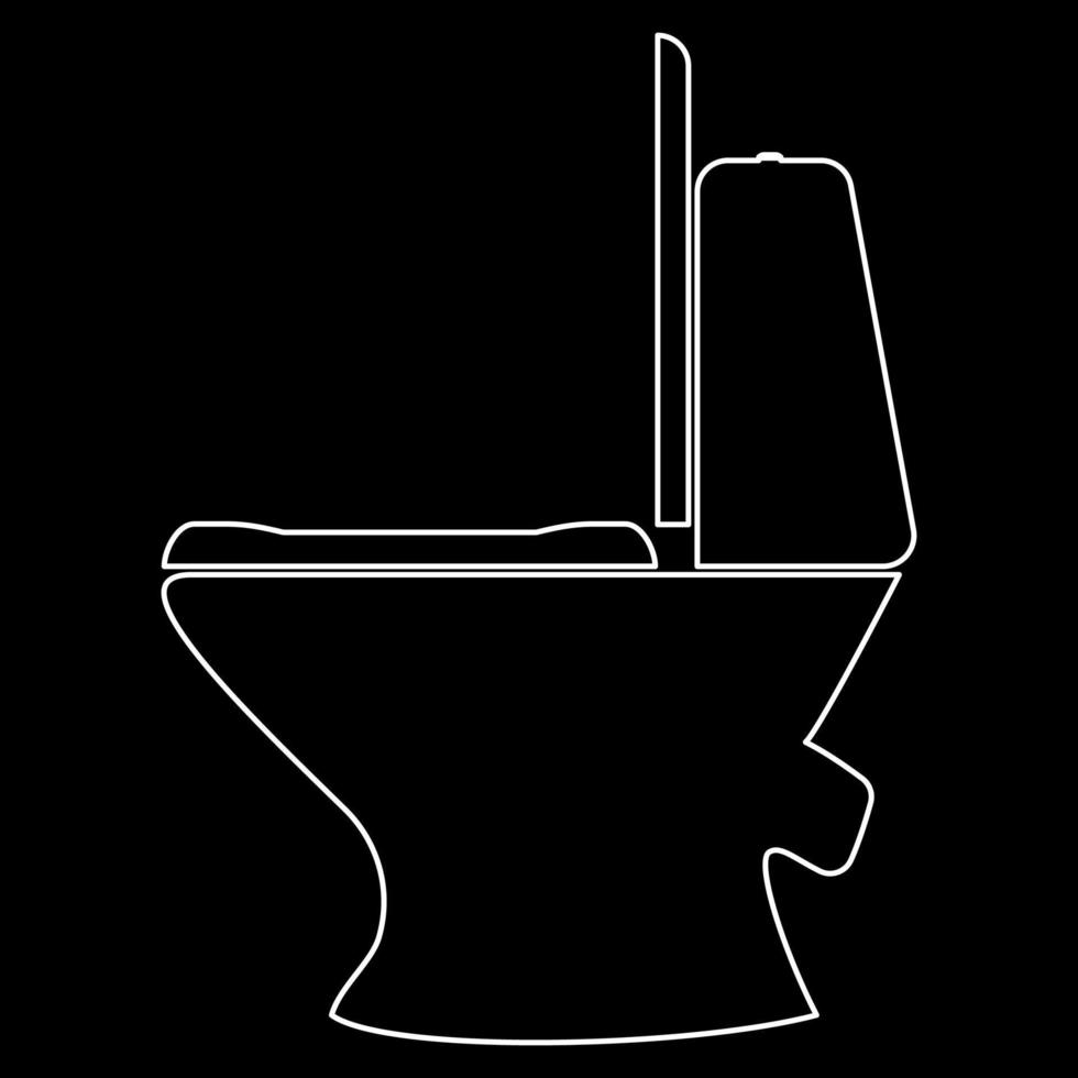 Toilet bowl white outline icon vector