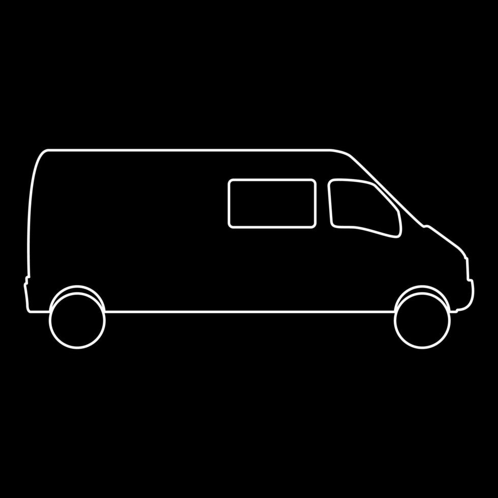 Minibus white outline icon vector