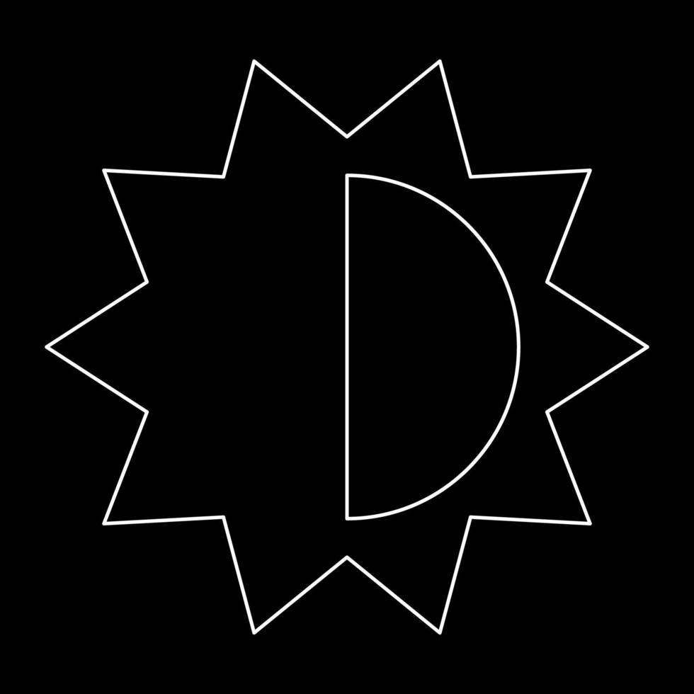 Brightness and contrast setting white outline icon vector