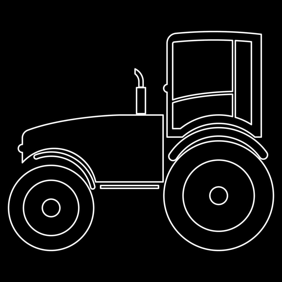Tractor white outline icon vector