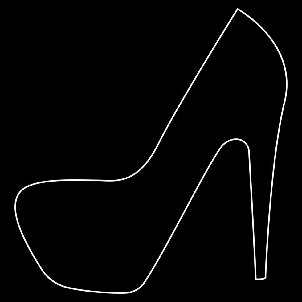 icono de contorno blanco de zapatos de mujer vector