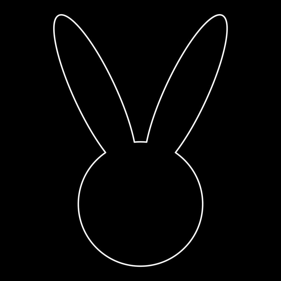 Hare or rabbit head white outline icon vector