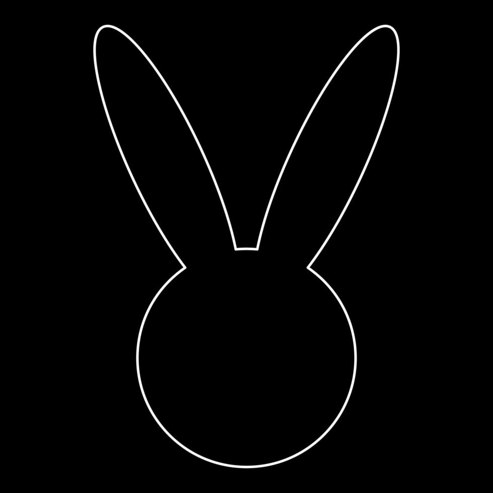 Hare or rabbit head white outline icon vector