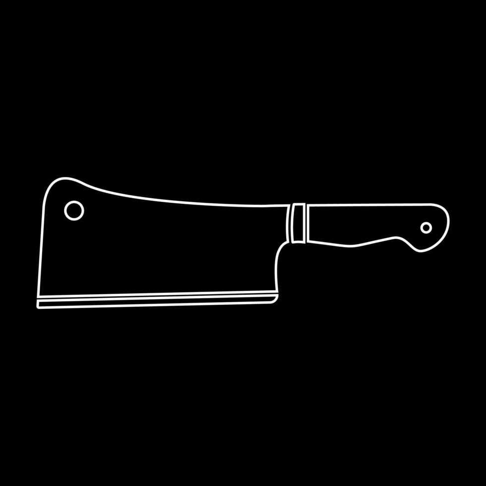 icono de contorno blanco de cuchillo de carne vector