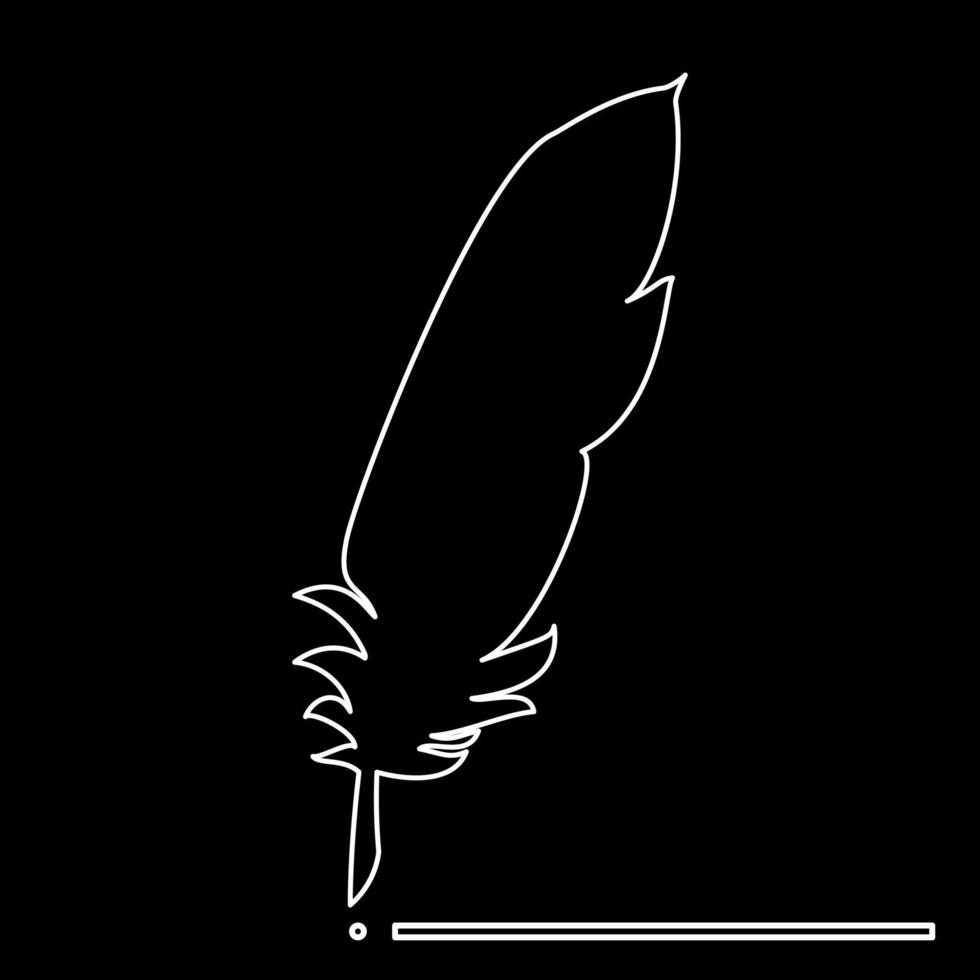 Feather white outline icon vector