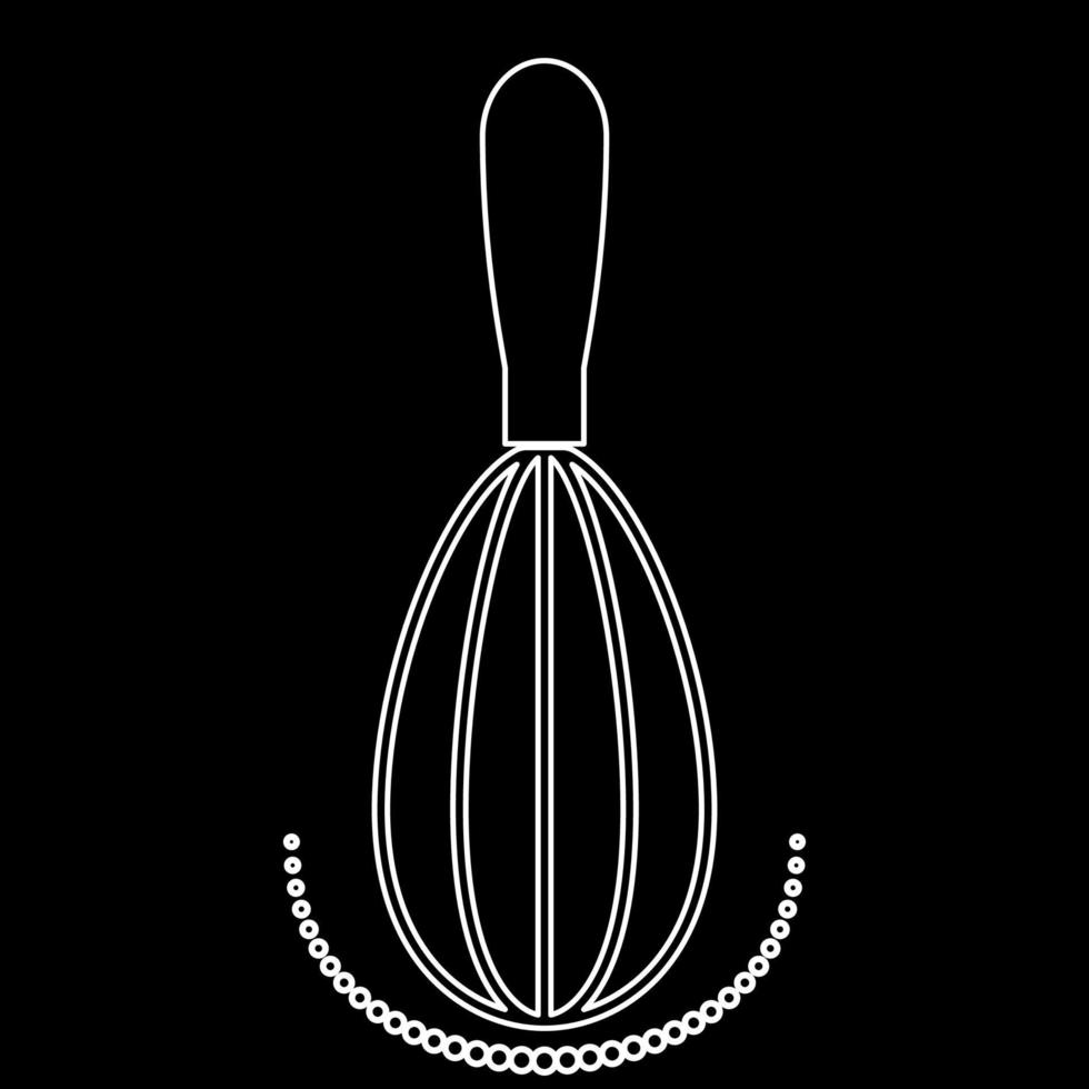 Whisk white outline icon vector