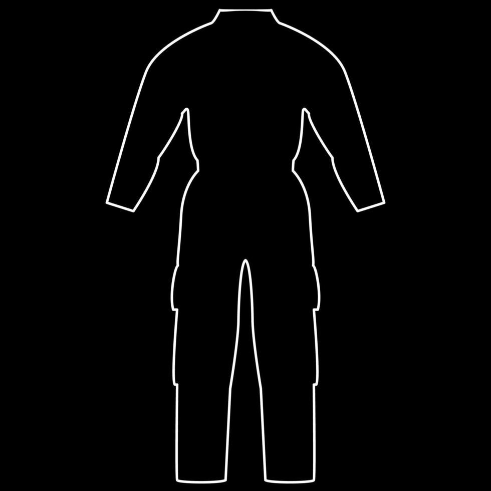 Coverall white outline icon vector