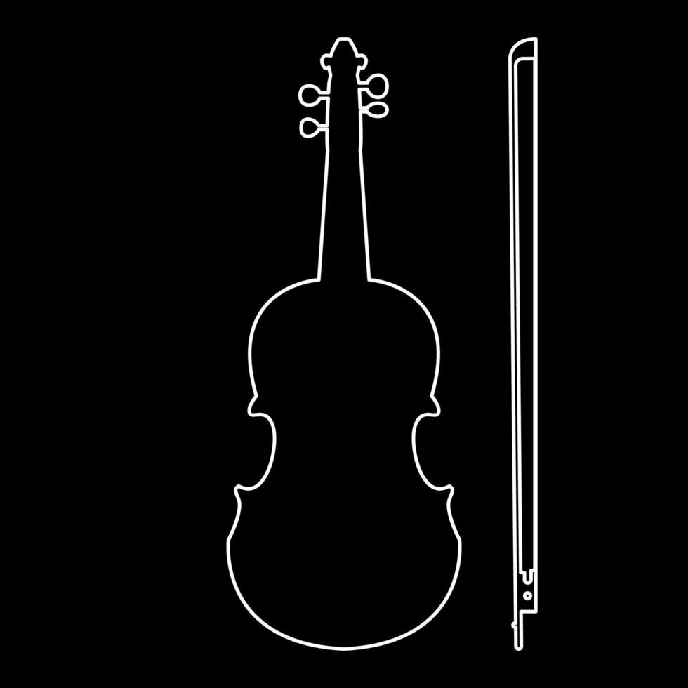 icono de contorno blanco de violín vector