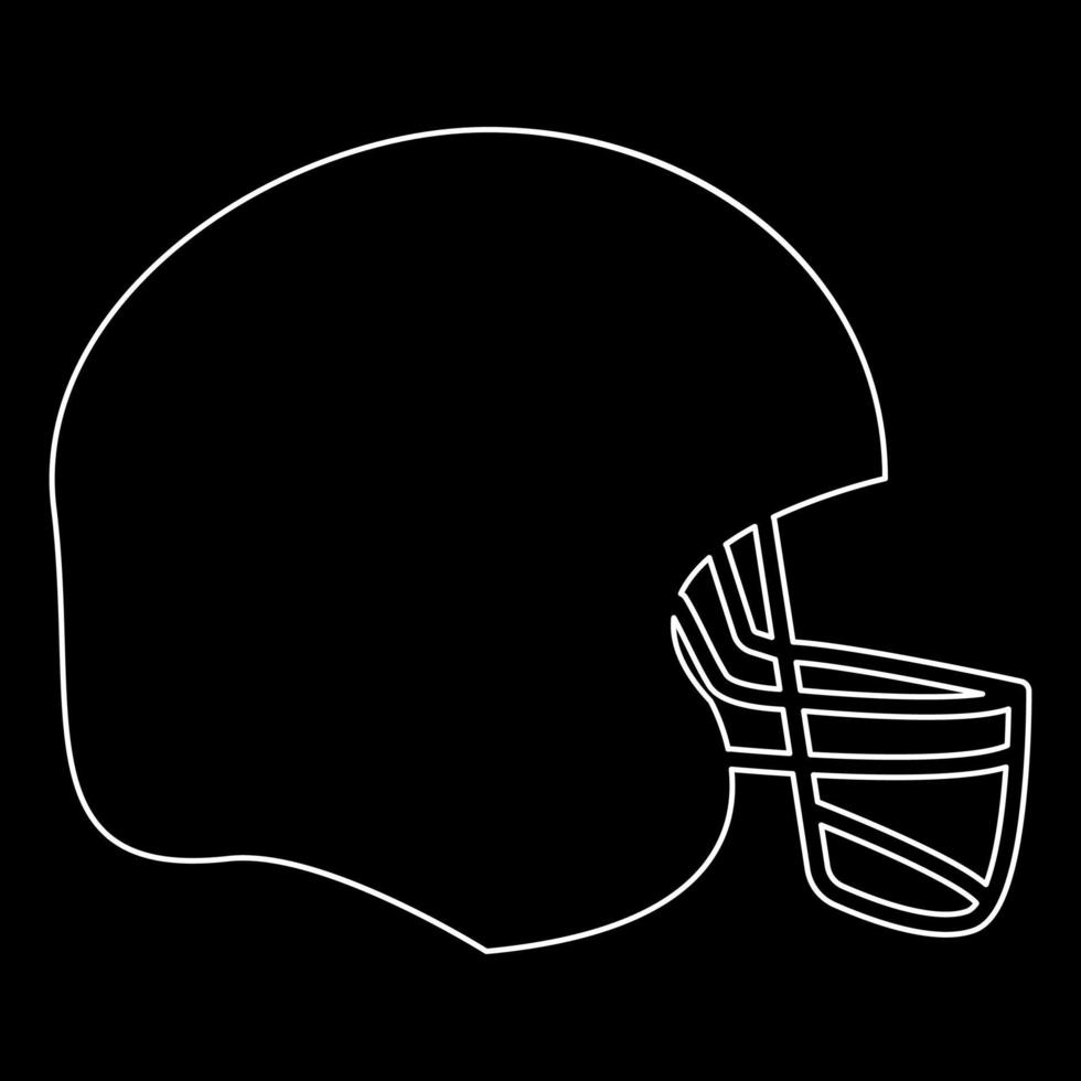 icono de contorno blanco de casco de fútbol americano vector