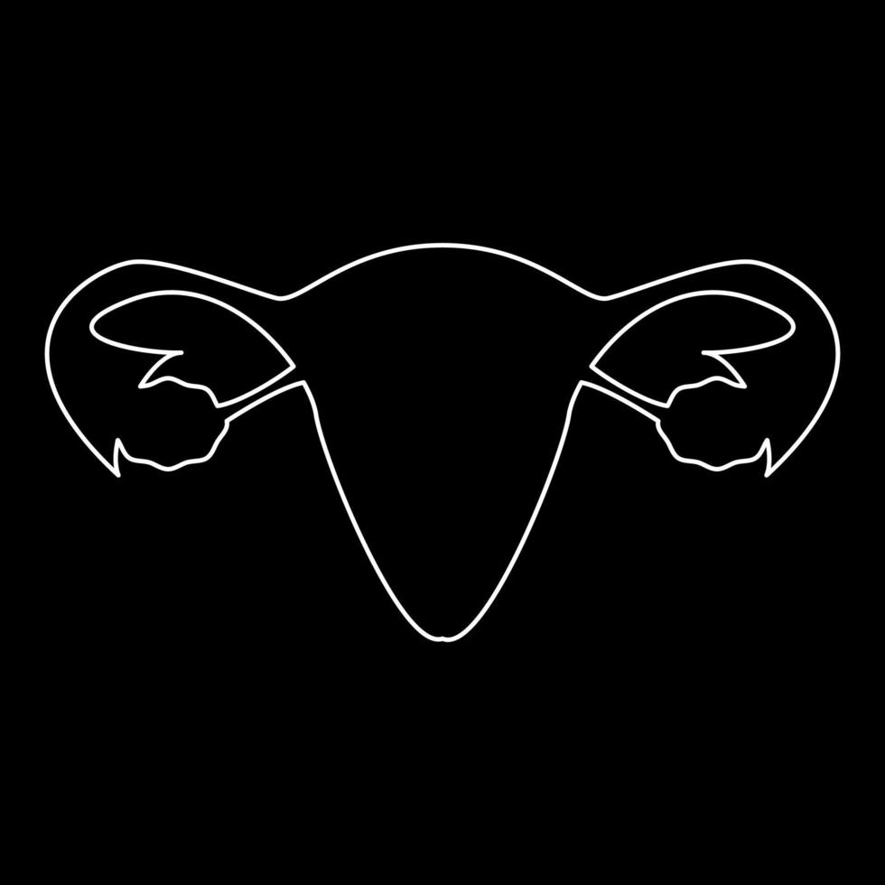 Uterus white outline icon vector