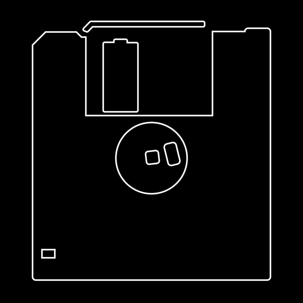 Floppy disk white outline icon vector