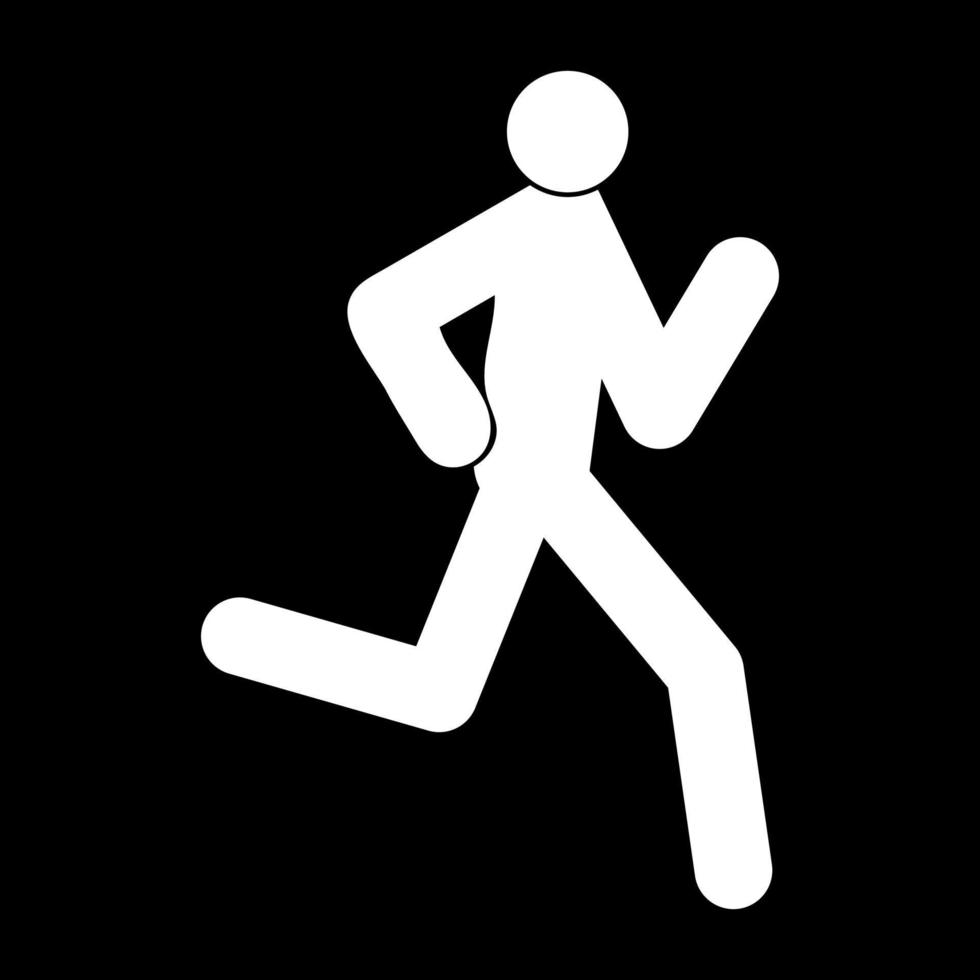 hombre corriendo - icono de palo color blanco vector