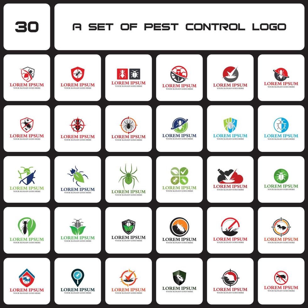 un conjunto de logotipos de control de plagas, un conjunto de logotipos de pesticidas vector