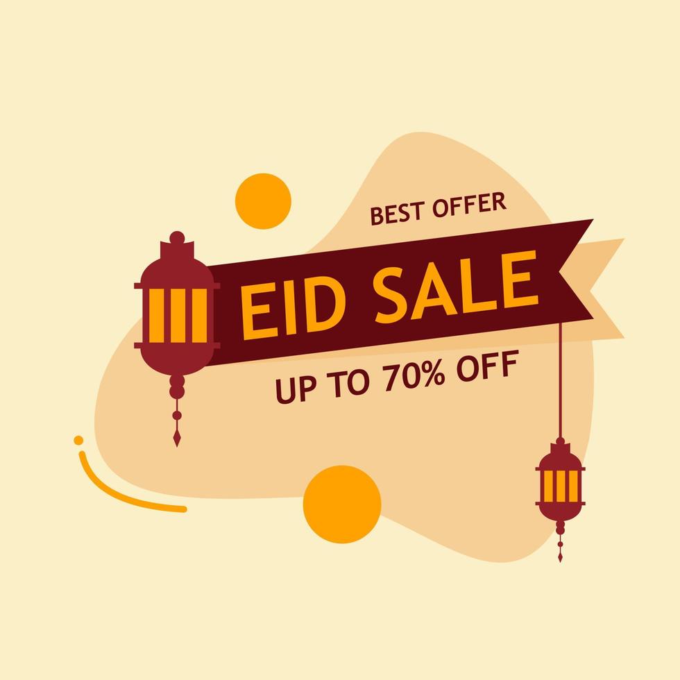 Eid Mubarak Sale design tag with 70 percent discount vector