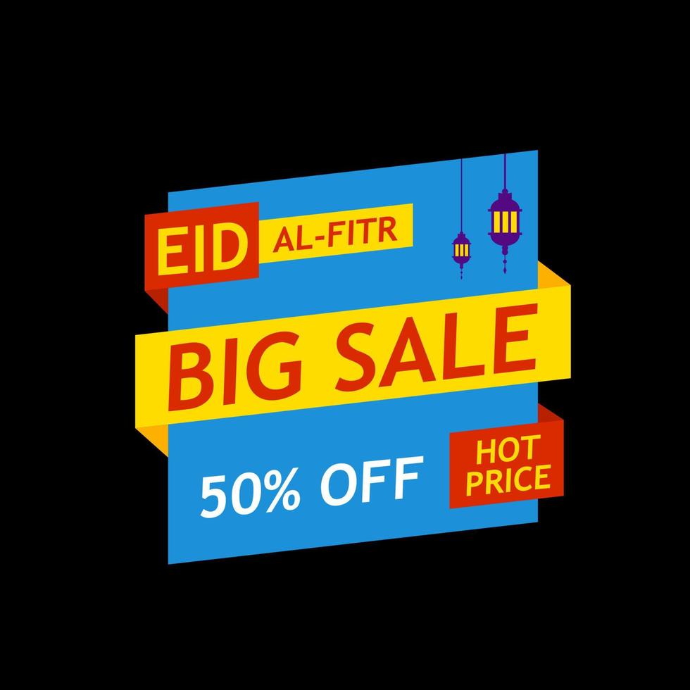 Blue eid mubarak sale design. vector illustration