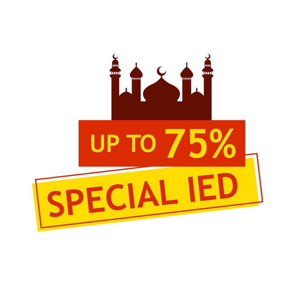 Big Sale up to 75 percent Special Eid Label. Badge Vector Template Design Illustration