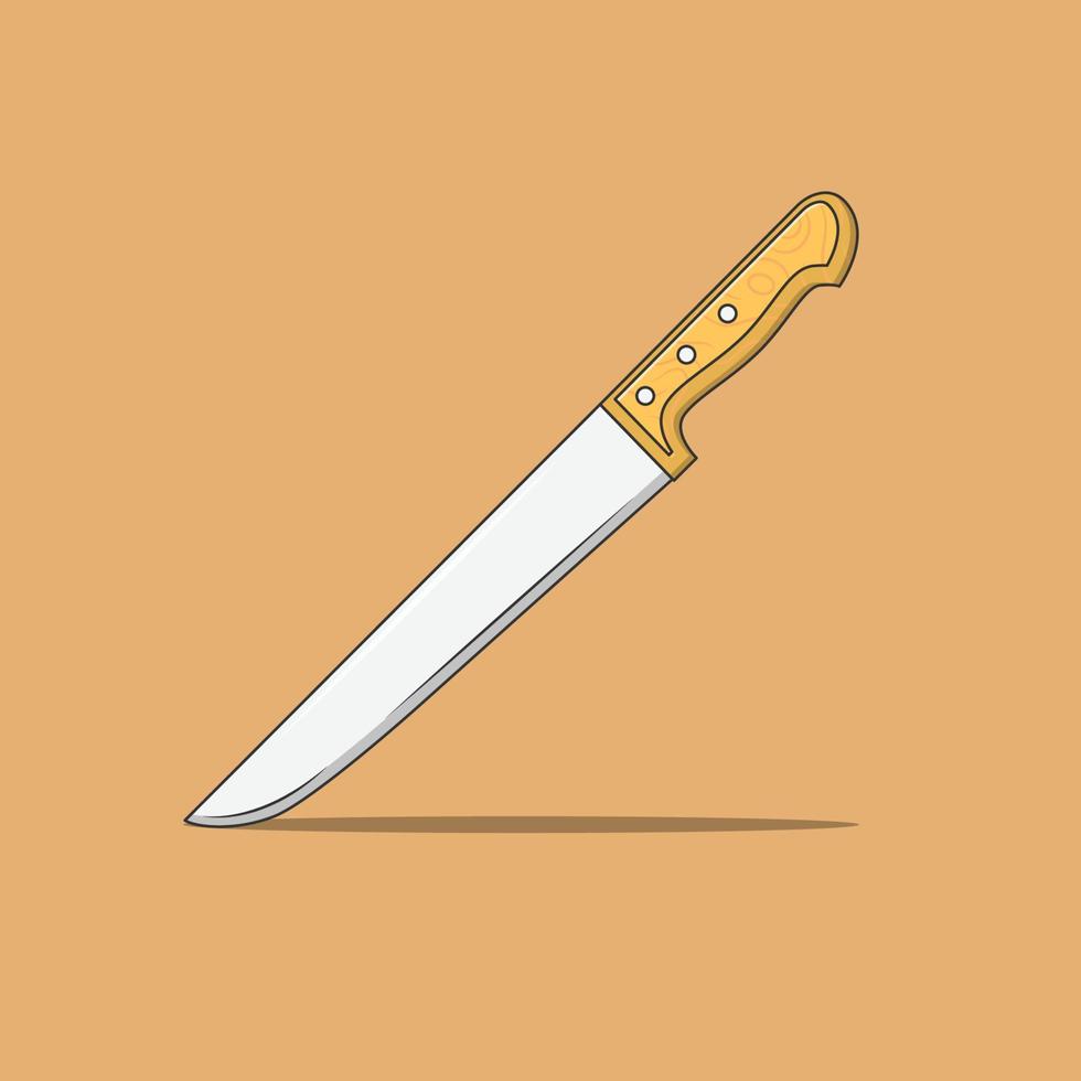 Butcher Knife Vector Icon Illustration. Kitchen Knife Vector. Flat Cartoon Style Suitable for Web Landing Page, Banner, Flyer, Sticker, T-Shirt, Card