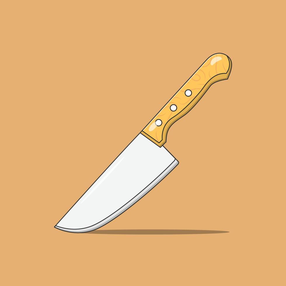 Butcher Knife Vector Icon Illustration. Kitchen Knife Vector. Flat Cartoon Style Suitable for Web Landing Page, Banner, Flyer, Sticker, T-Shirt, Card