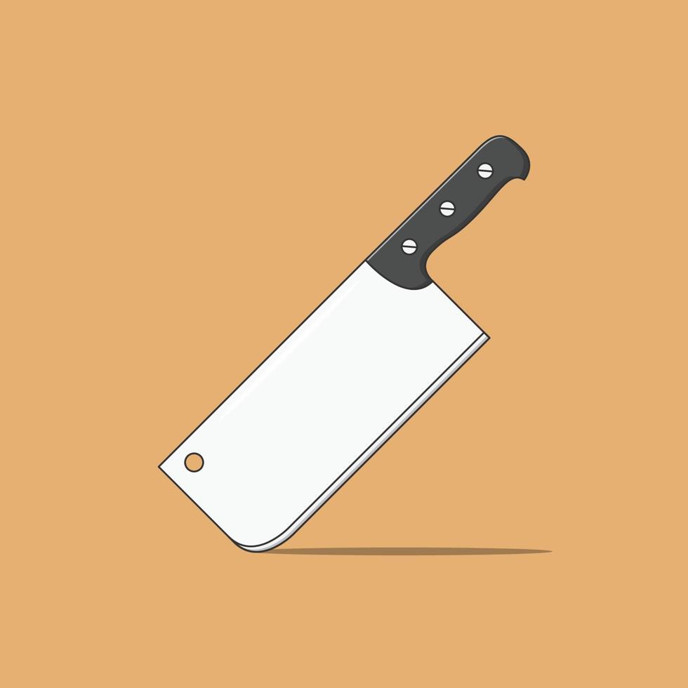 Butcher Knife Vector Icon Illustration. Kitchen Knife Vector. Flat Cartoon Style Suitable for Web Landing Page, Banner, Flyer, Sticker, T-Shirt, Card