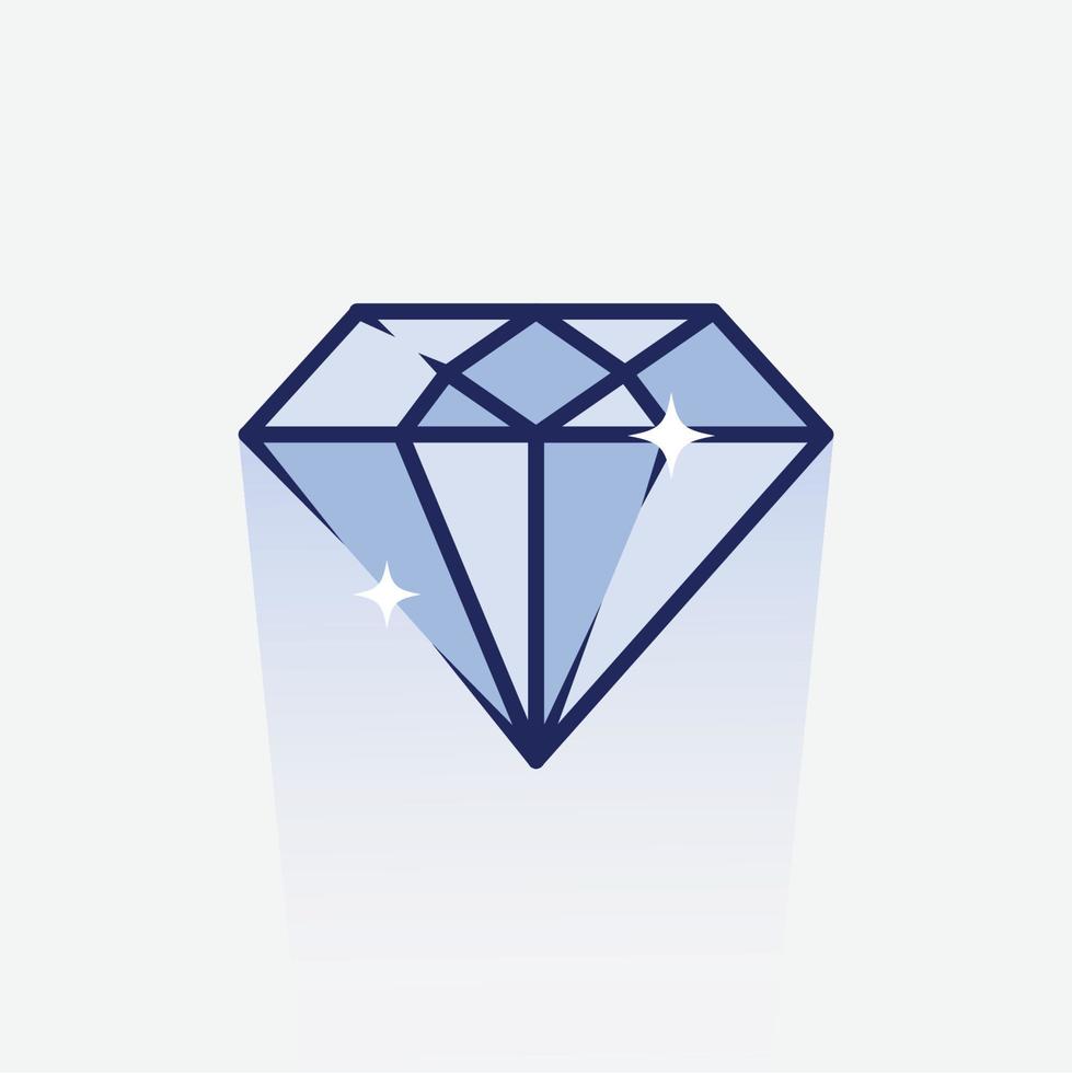 icono de ilustración de vector plano de diamante sobre fondo blanco con sombra para web, página de inicio, pegatina, banner, tarjeta, camiseta