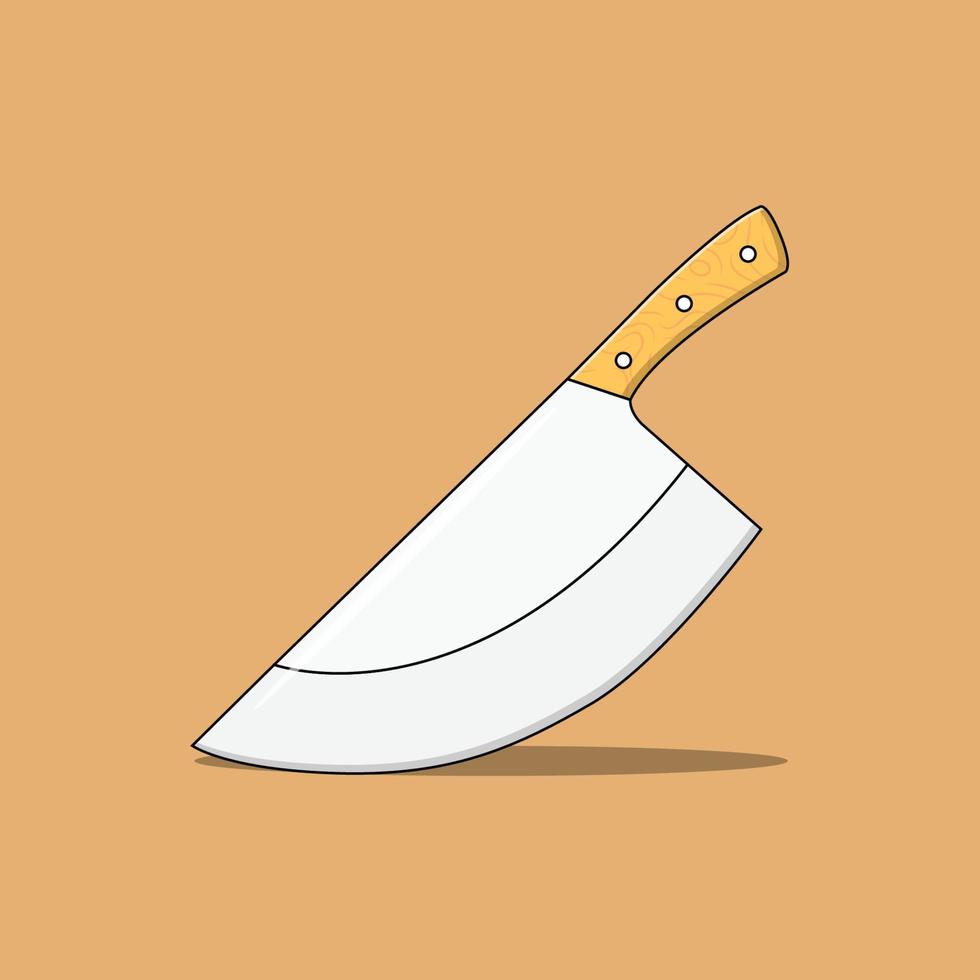 Butcher Knife Vector Icon Illustration. Kitchen Knife Vector. Flat Cartoon Style Suitable for Web Landing Page, Banner, Flyer, Sticker, T-Shirt, Card