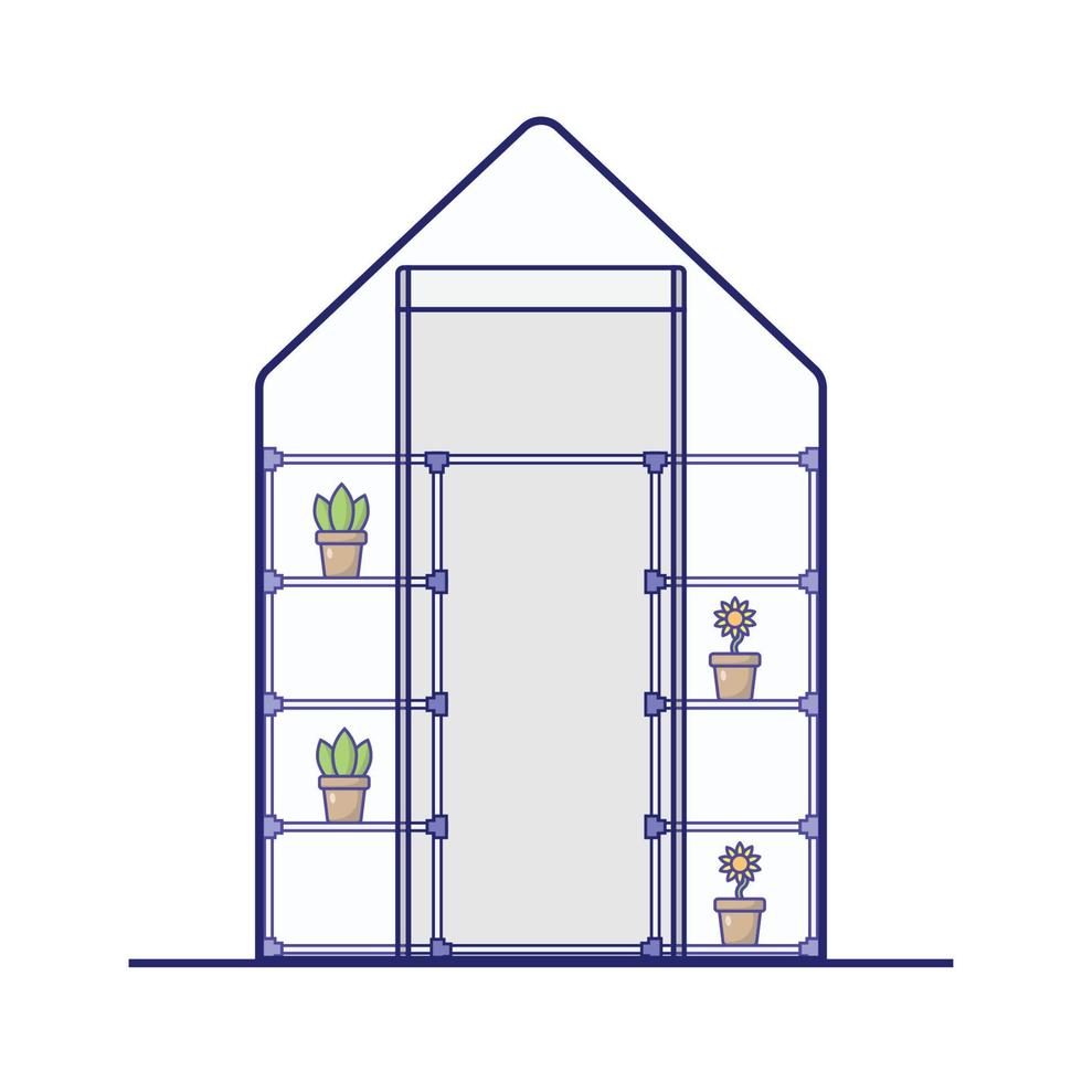 Greenhouse Flat Vector Illustration Icon On White Background for web, landing page, sticker, banner
