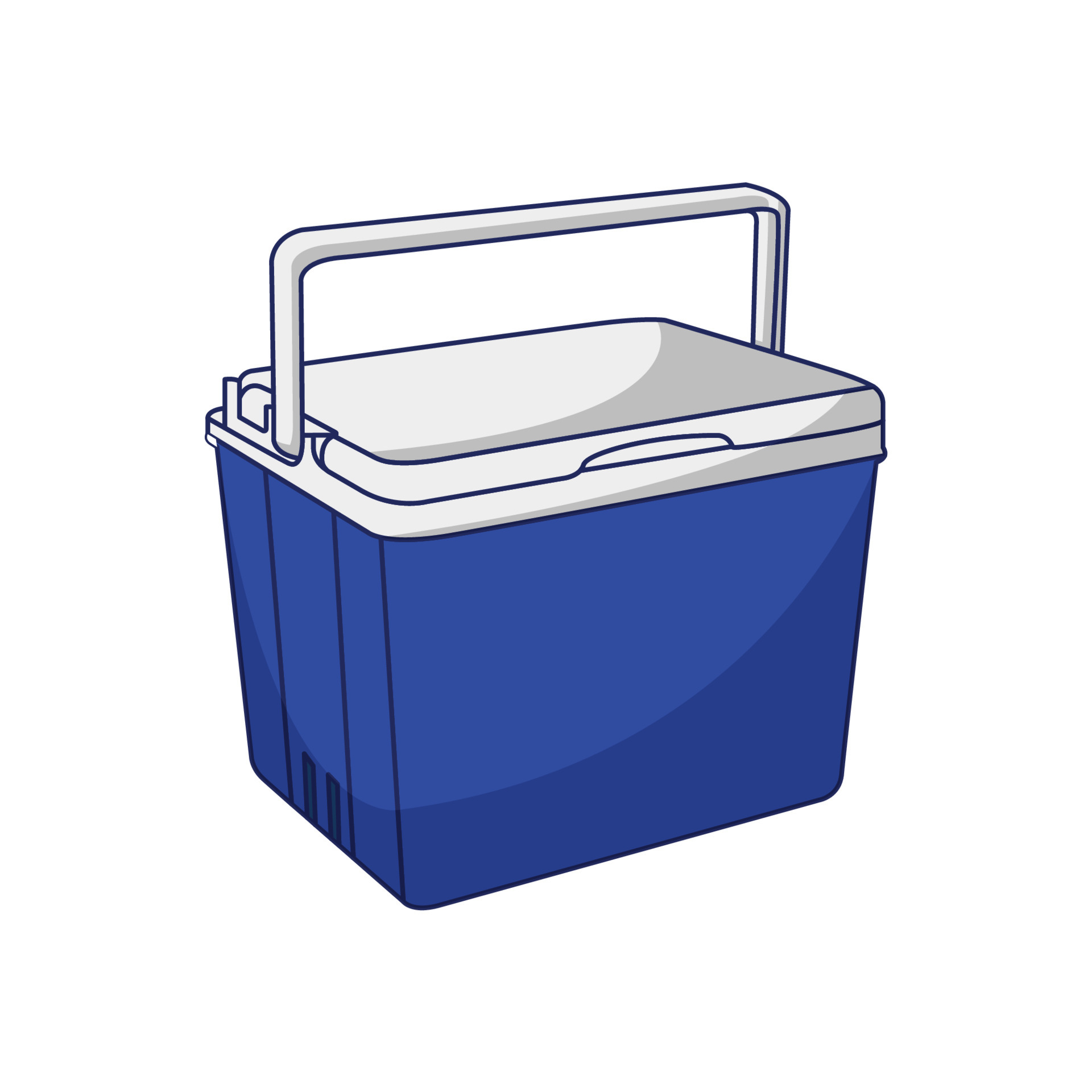 Blue Cooler Box Flat Vector Illustration Icon On White Background for