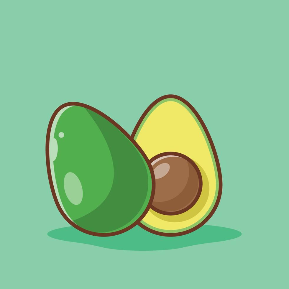 Ilustración de icono de vector de aguacate. vector de aguacate estilo de caricatura plano adecuado para la página de inicio web, pancarta, volante, pegatina, papel tapiz, fondo