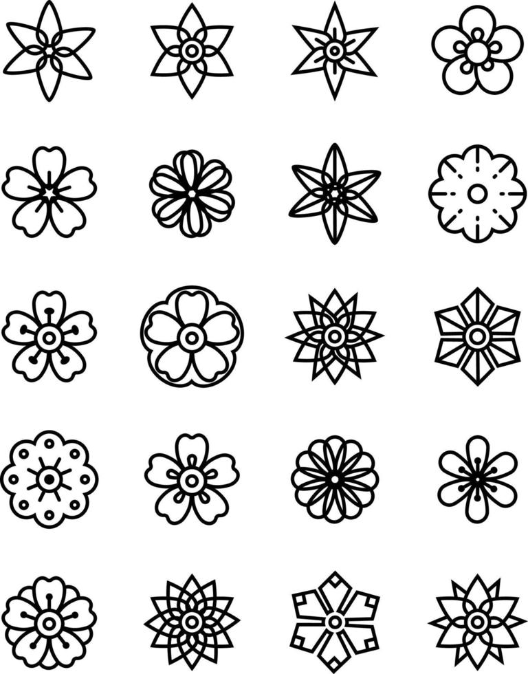 Flower design line icon vector
