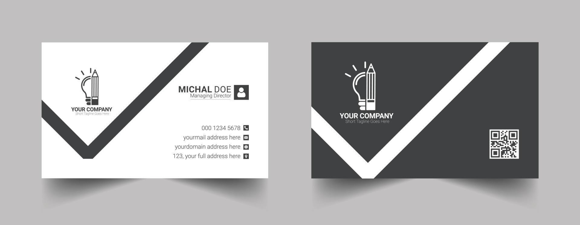 Creative black and white business card template design vector