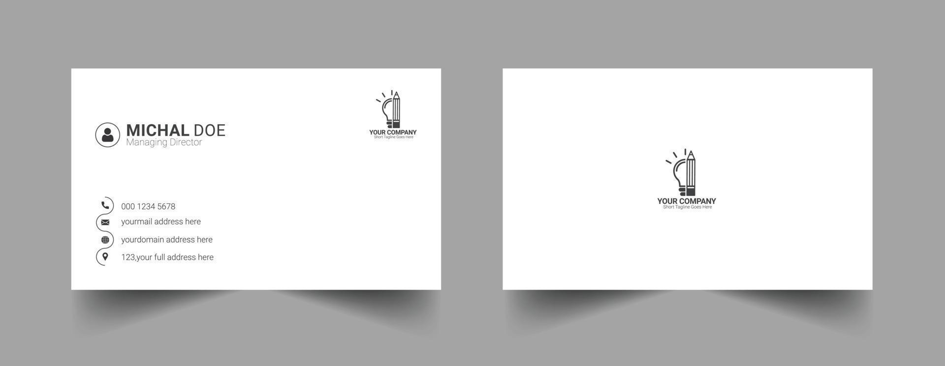 Full White Clean Business card Template Design vector