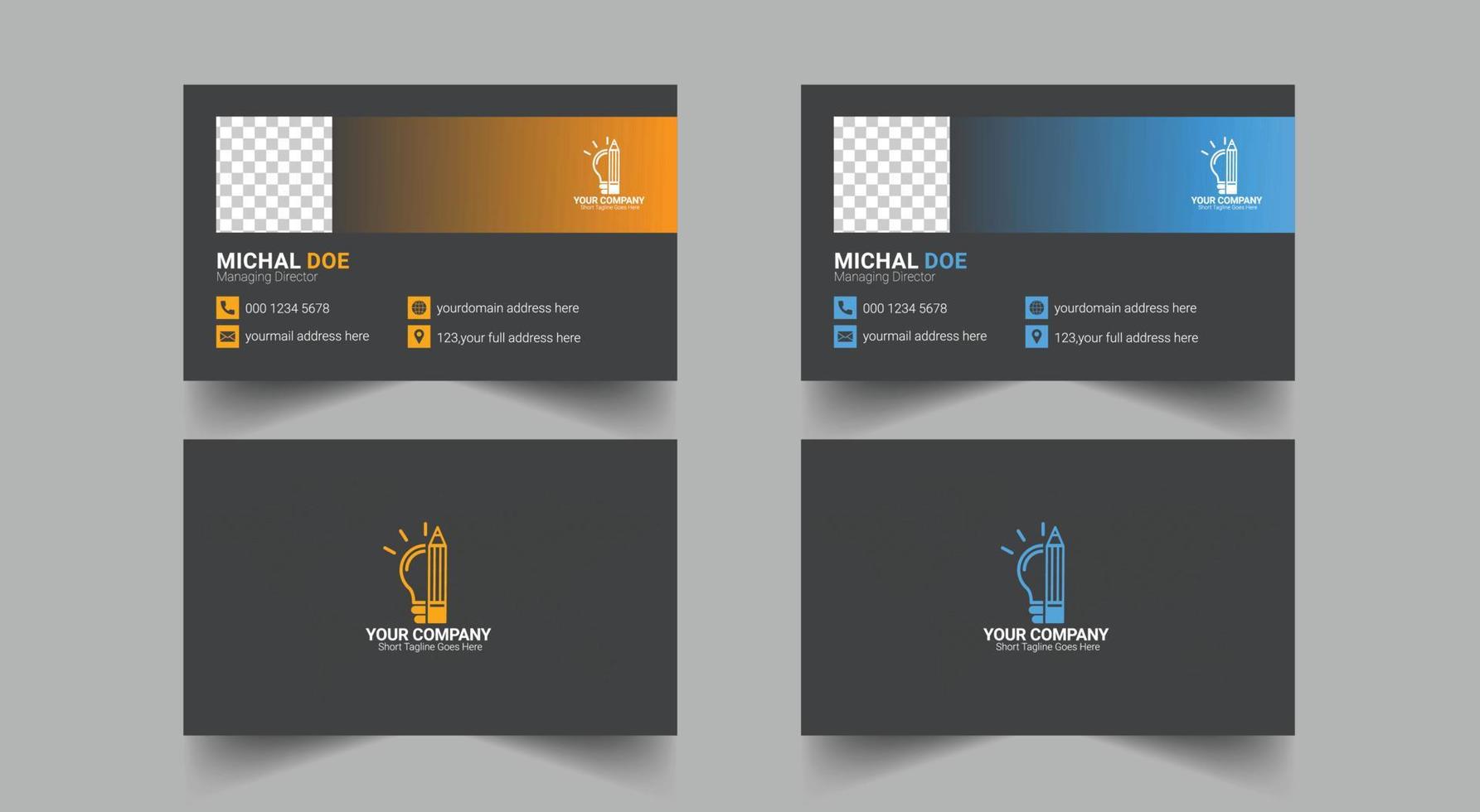 tarjeta de visita de dos colores: diseño de plantilla de tarjeta de visita creativa y limpia vector