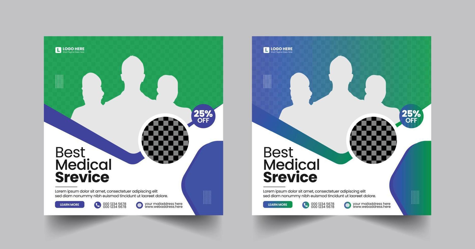 Medical Healthcare Social Media Post Template Design, Medical social media banner template for hospital and clinic, Modern square banner vector