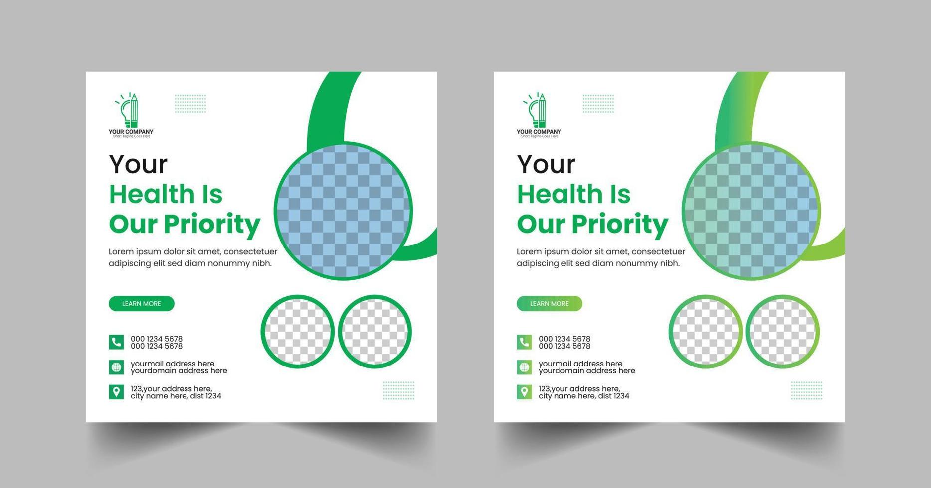 Medical Healthcare Social Media Post Template Design, Medical social media banner template for hospital and clinic, Modern square banner vector