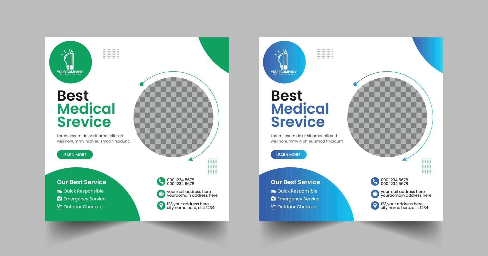 Medical Healthcare Social Media Post Template Design, Medical social media banner template for hospital and clinic, Modern square banner vector
