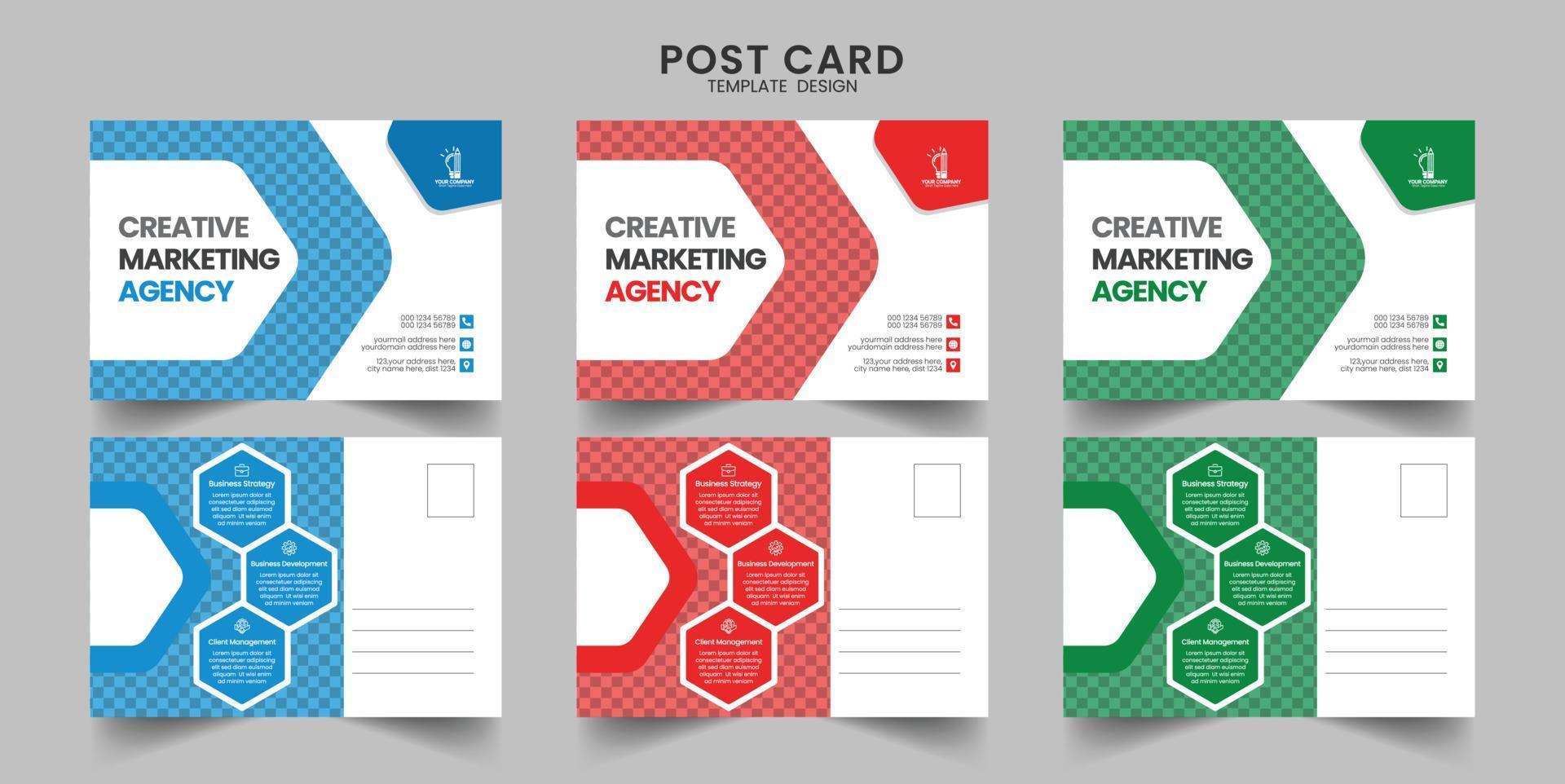 Corporate business or marketing agency postcard template design and EDDM postcard design template vector