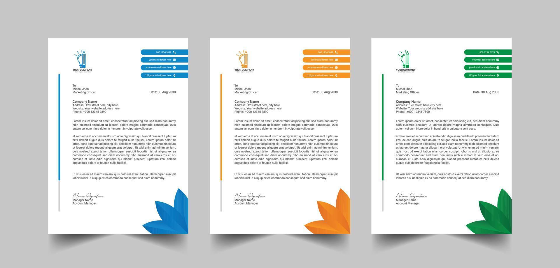 Business letterhead template design, creative letterhead design, Elegant letterhead template design in minimalist style vector