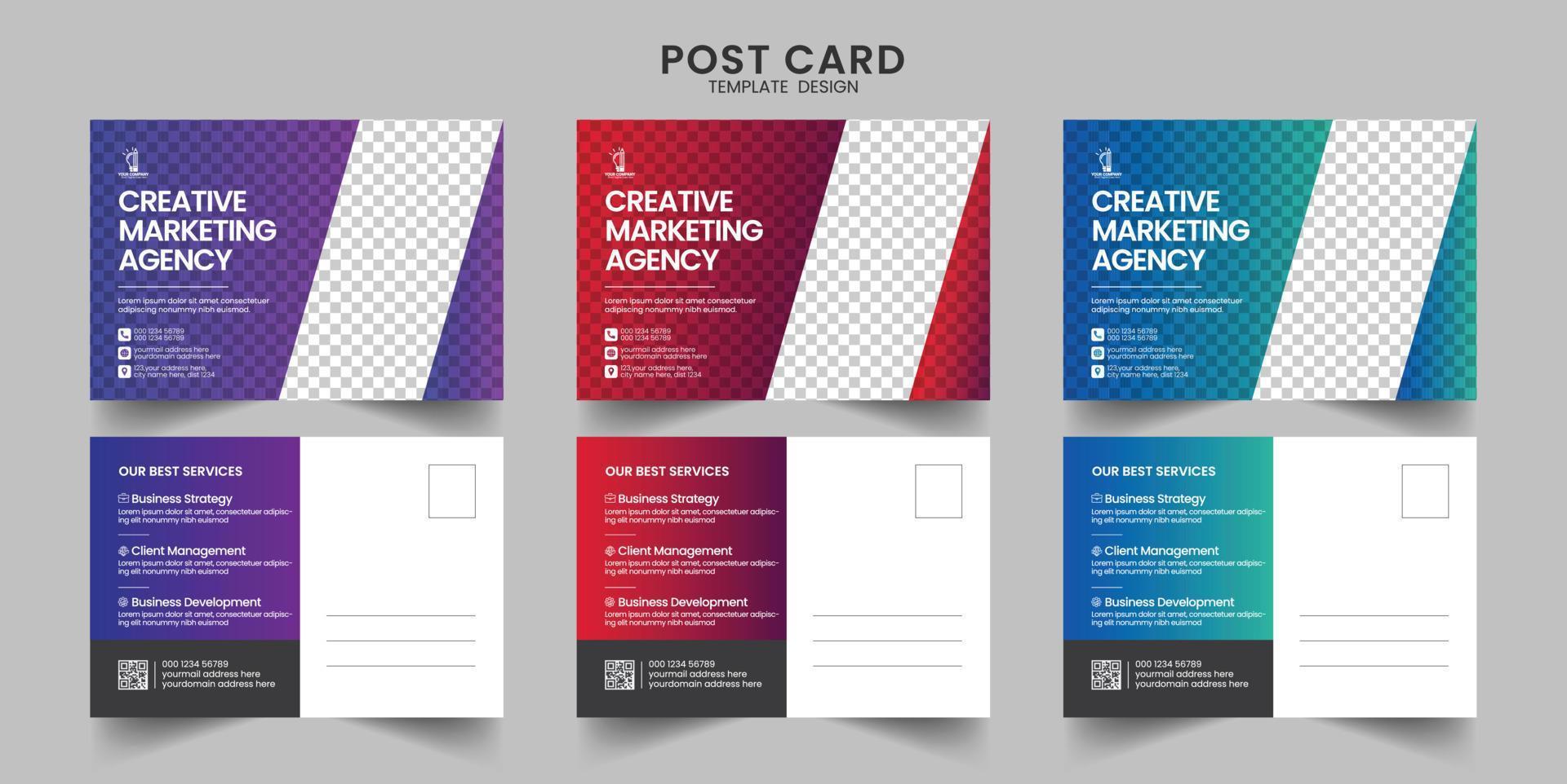 Corporate business or marketing agency postcard template design and EDDM postcard design template vector