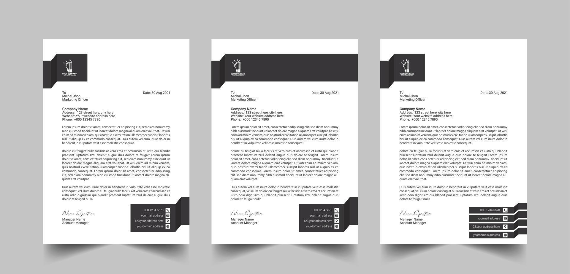 Business letterhead template design, creative letterhead design, Elegant letterhead template design in minimalist style vector