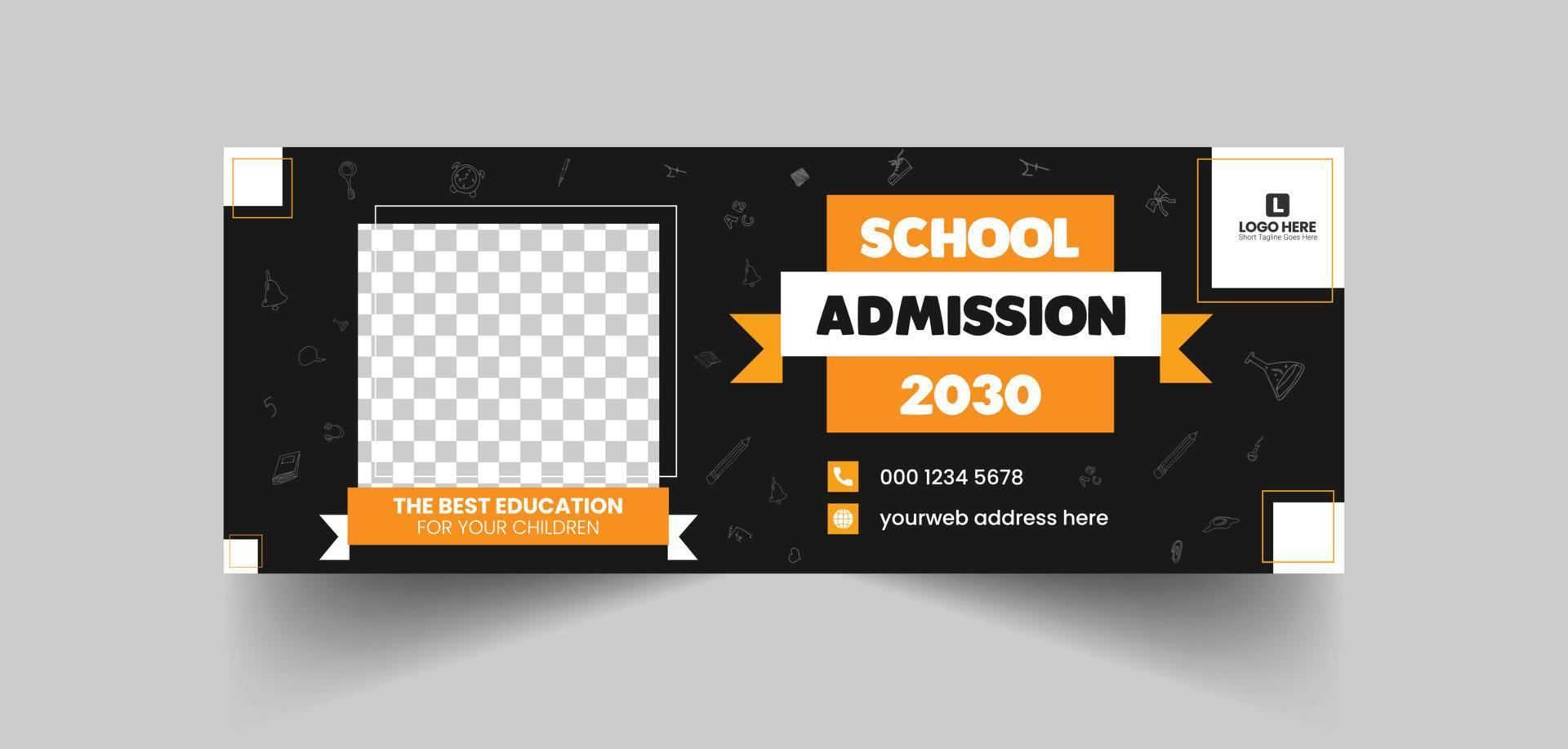 School admission social media cover banner design, school admission web banner template design, Back to school cover vector