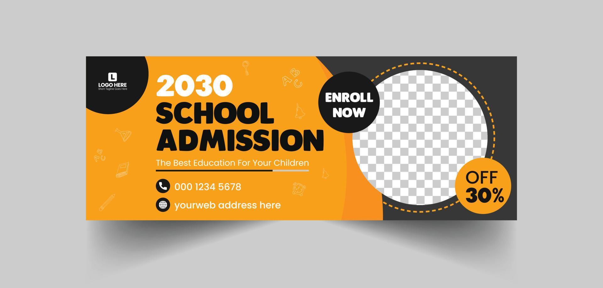 School admission social media cover banner design, school admission web banner template design, Back to school cover vector