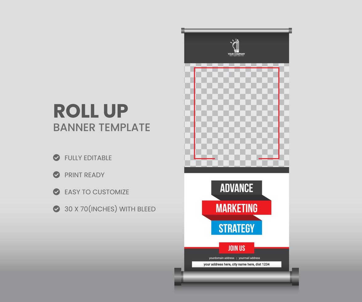 Corporate business roll up banner template, Modern x-banner template vector